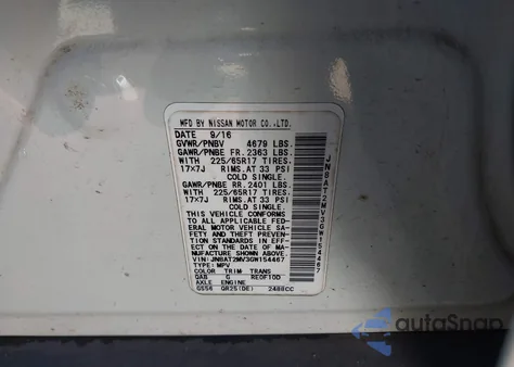 2016 Nissan Rogue Sv z USA, uszkodzony, nr VIN JN8AT2MV3GW154467